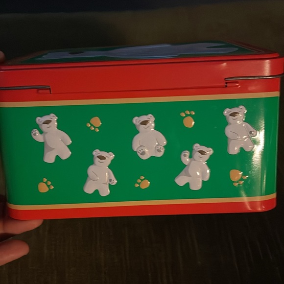 Lush butterbear tin empty green red polar bear hinged lid - Picture 6 of 6